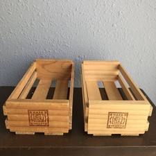 TWO Napa Valley Cassette Tape Crate Wooden Holds 12 Each Box Holder Storage