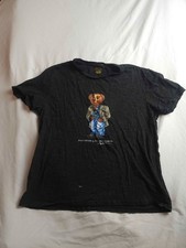 Polo Ralph Lauren Shirt Mens Large Black Preppy Polo Bear Short Sleeve Casual