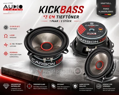AUDIO SYSTEM Kickbass haut-parleur de voiture woofer 130mm 1 paire 13 cm (5.25") - Photo 1/4
