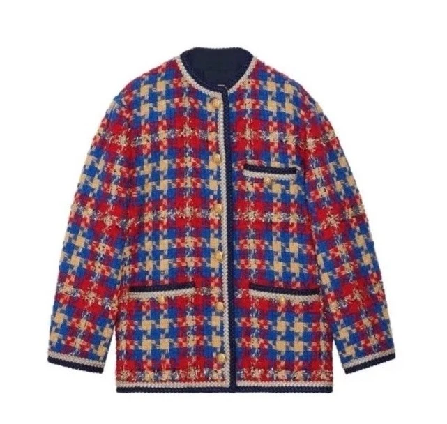 Giacca Gucci Lame Check in tweed di lana taglia IT 46