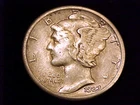 1923-S Mercury Dime, Very Fine to Extra Fine in Grade