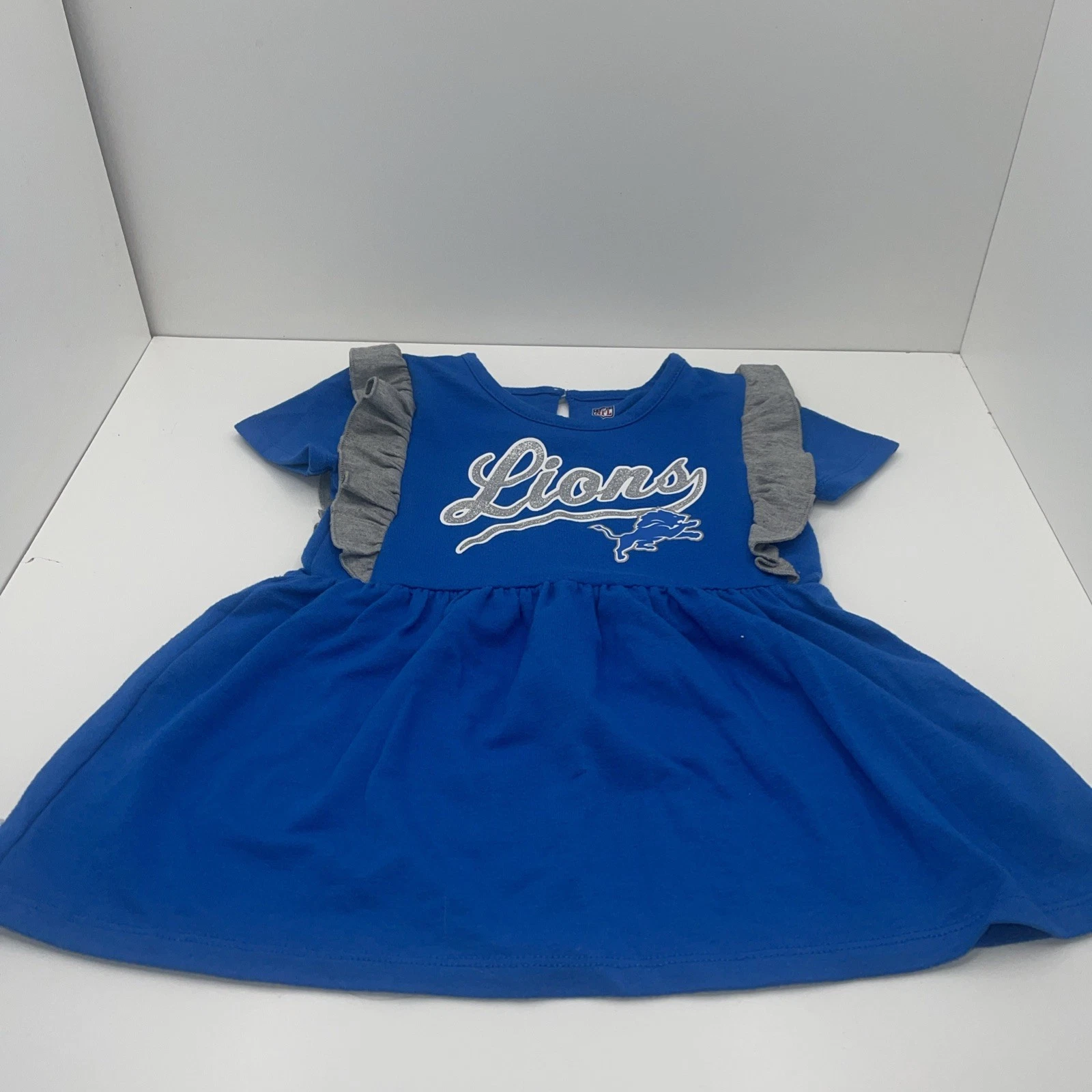 NFL Detroit Lions Girls Dress Outfit Set 2T Toddler Blue White Grey Glitter