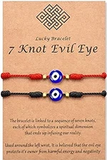 7 Knot Kabbalah Evil Eye Charm Bracelets for Protection and Luck Adjustable Hand