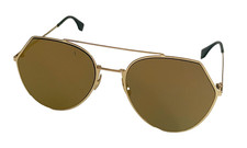 FENDI SUNGLASSES FF 0194/S 00183 Yellow Gold 55-19-140 Full Frame READ