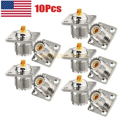 10Pcs UHF Female Jack SO-239 Bulkhead Panel Chassis Solder Cup Mount Connectors