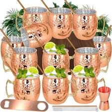 Moscow Mule Copper Mugs Set of 12 Plated Copper Mule Mugs 18oz Bulk Large Ham...