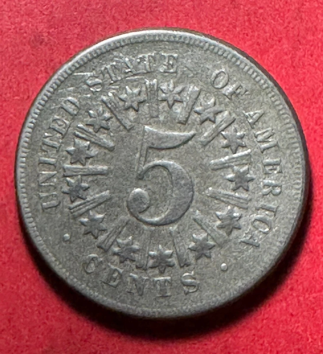 (稀少) アメリカ合衆国　シールドタイプ　5セント白銅貨　1866 稀少) アメリカ合衆国 シールドタイプ 5セント白銅貨 1866 稀少