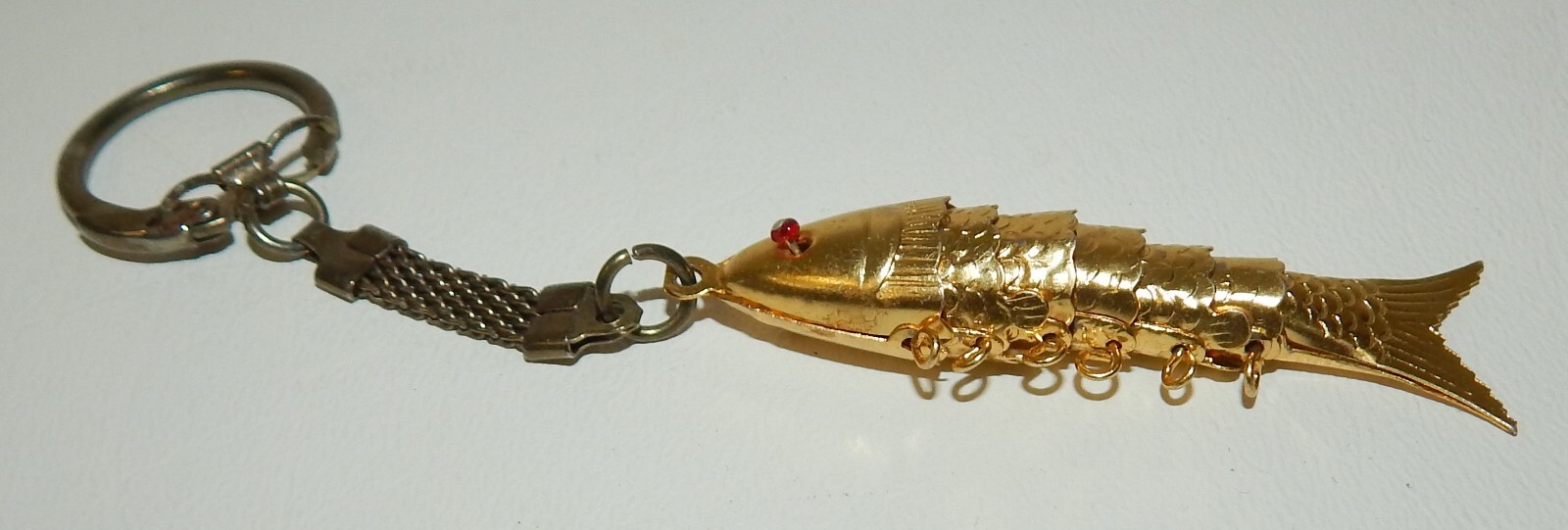 Vintage Gold Tone Articulated Fish Key Chain eBay