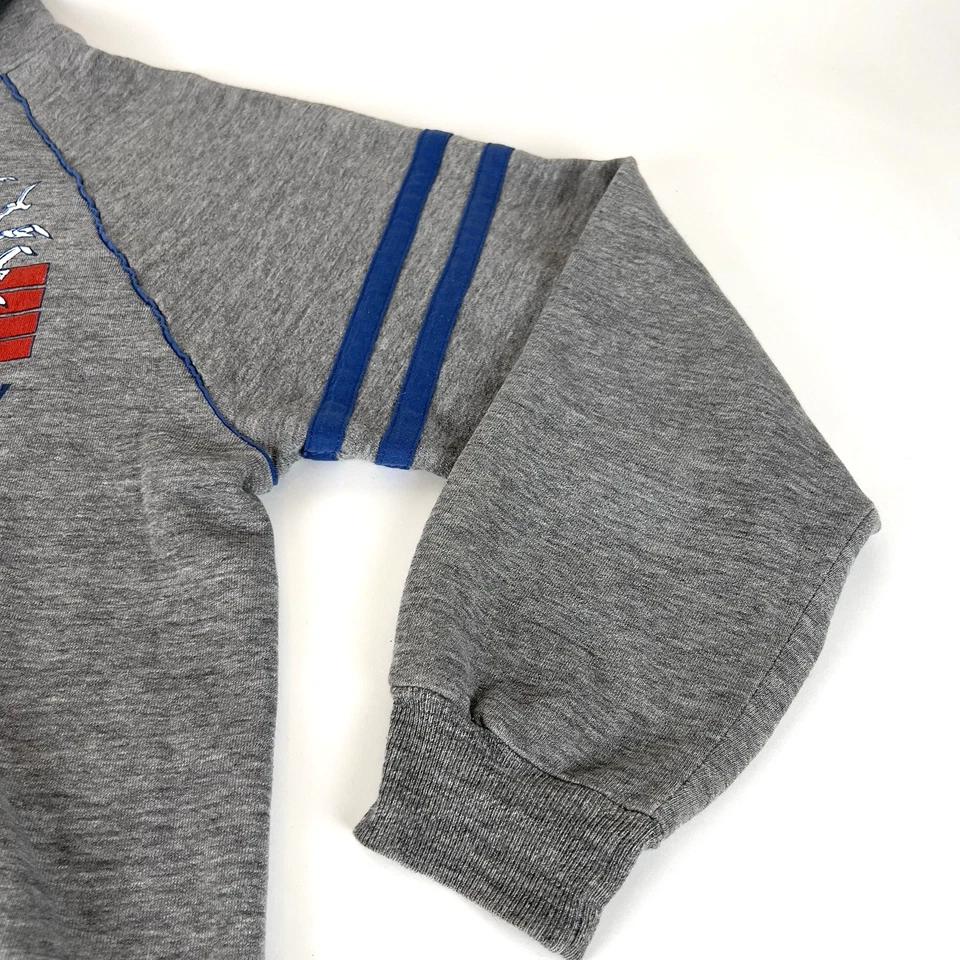 Sudadera con capucha vintage años 90 Jerzees Morro Bay CA con acento a rayas adulto XL 46 gris y azul   Foto 4 de 4