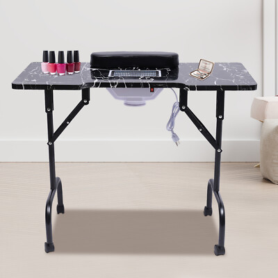 Foldable Manicure Table Nail Desk Portable Nail Table with Dust Collector