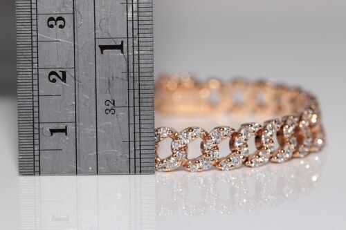 Vintage Circa 1990s 18k Rose Gold Natural Diamond Decorated Rope Style Bracelet - Picture 10 of 21