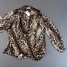 INC International Concepts Surplice Top Ocelot Charm Animal Print Size 2X L/S