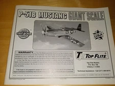Hobbico Top Flite P-51B Mustang Giant Scale Manual Instruction Book P51GBP03