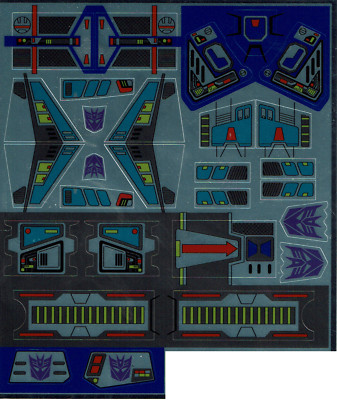 TRANSFORMERS GENERATION 1, G1 DECEPTICON OVERLORD REPRO ETIKETTEN/AUFKLEBER