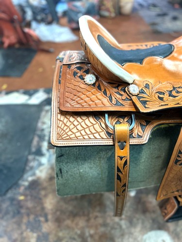 Leather Wade Tree A Fork Western Roping Ranch Horse Saddle Tack Set 10"-18" Seat - Picture 7 of 8