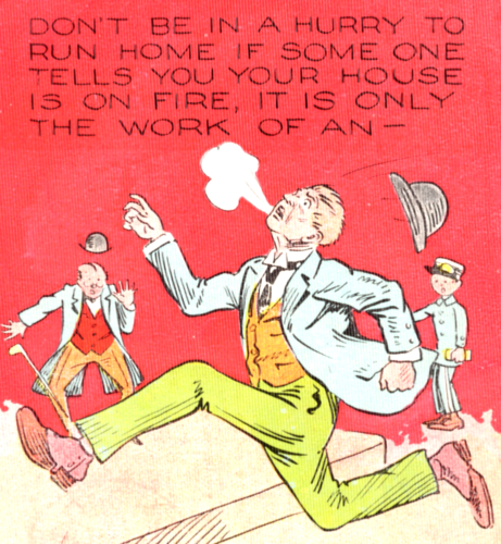 Pesce d'aprile Running Man c1908 cartolina fumetto umorismo a/s August Hutaf - Foto 3 di 4
