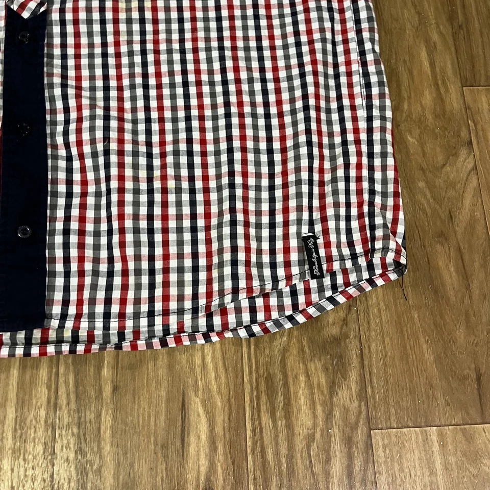 Akademiks Button up Shirt Men's 3XL Plaid Red Patch Logo Embroidered Y2K - Imagem 2 de 4