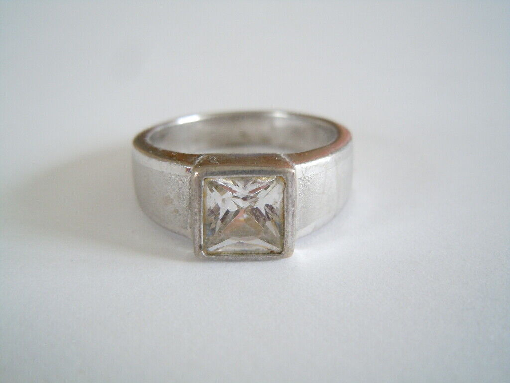 925 Silver Ring with Clear Square Stone 6.5 g/Gr.56 | eBay 925 Silver Ring with Clear Square Stone 6.5 g/Gr.56 | eBay