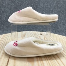 Dluxe by Dearfoams Slippers Womens 5-6 Slip On Mules White Comfort Be Mine