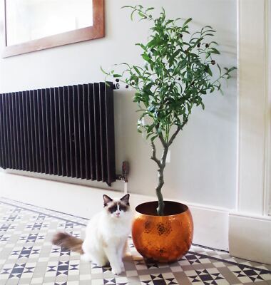 Olivenbaum künstlich groß 120 cm natürlicher Stil mit Oliven