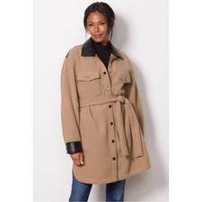 Lamarque Tan Black Zosia Belted Shacket Size Small