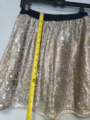 Abercrombie & Fitch Gold Sequined Flared Sparkling Mini Skirt in Small - Picture 3 of 6