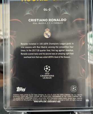 2024 Topps Chrome UEFA Cristiano Ronaldo Golazo Insert Refractor 