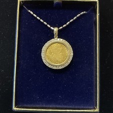 1787 1 Escudo 22K Gold Doubloon, set w 14K Gold, 1.05c Dia Pendant 9.6g Charity