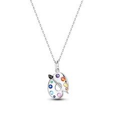 MULA Original Colorful CZ Painter's Pendant Necklace For Women 925 Silver Plated