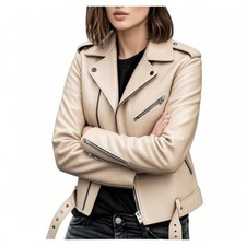 UK Women's Biker Jacket Slim Ladies Faux PU Leather Zip Formal Coat Plus Size