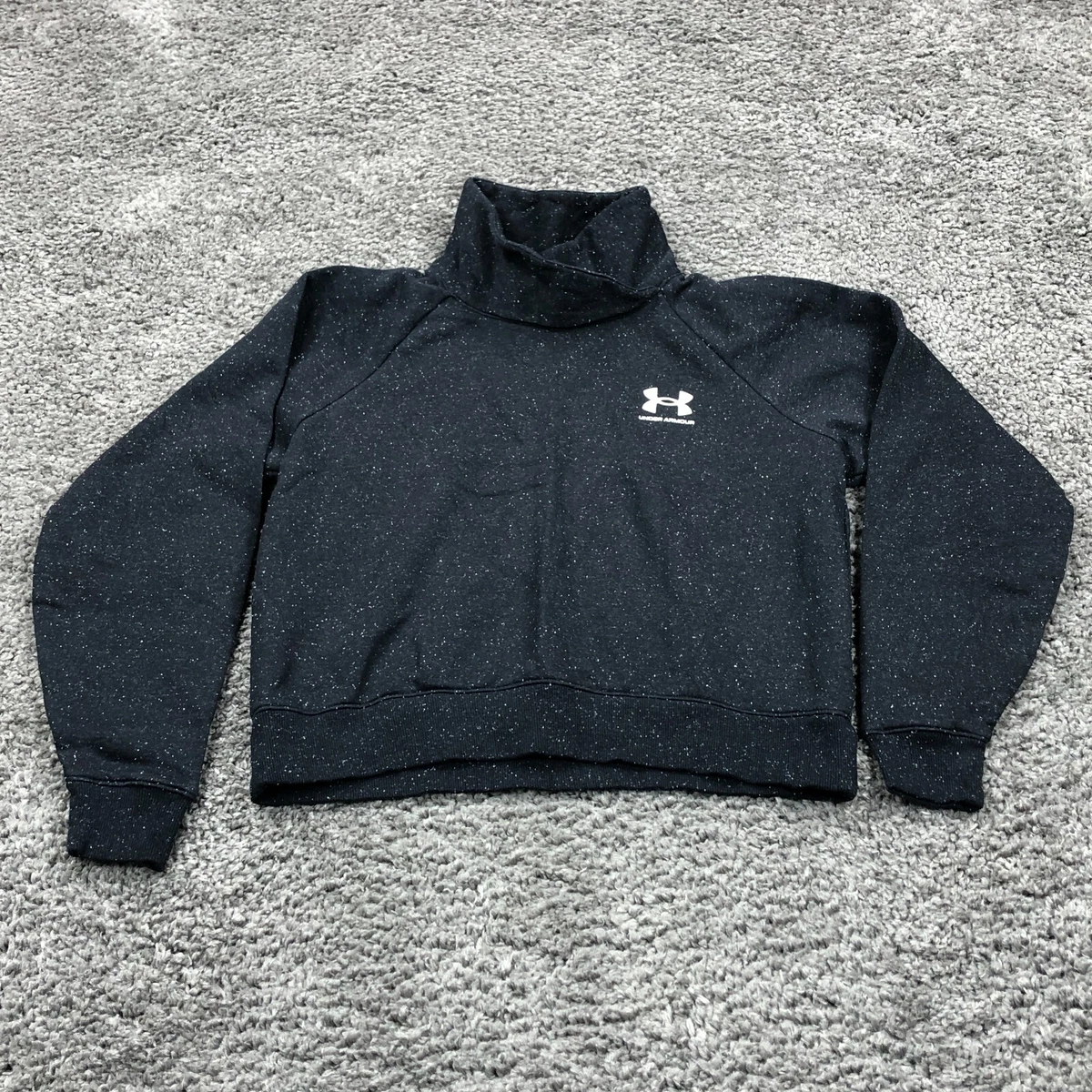 Under Armor Sweatshirt Women Medium Black White Sweater Turtle Neck Ladies Gym