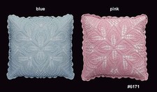 Handmade Cotton Crochet Pillow Cushion Cover 16x16" Square, Blue or Pink On Sale