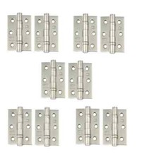 Polished Chrome 3" Ball Bearing Internal Door Hinges with Fixings - 5 Pairs -