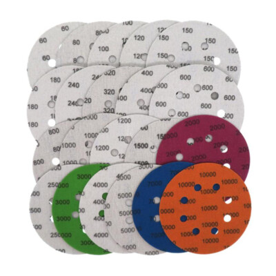 POLIWELL 2 Inch Sanding Discs Aluminum Oxide White Dry Hook And Loop 60 120 180 240 400 600 800