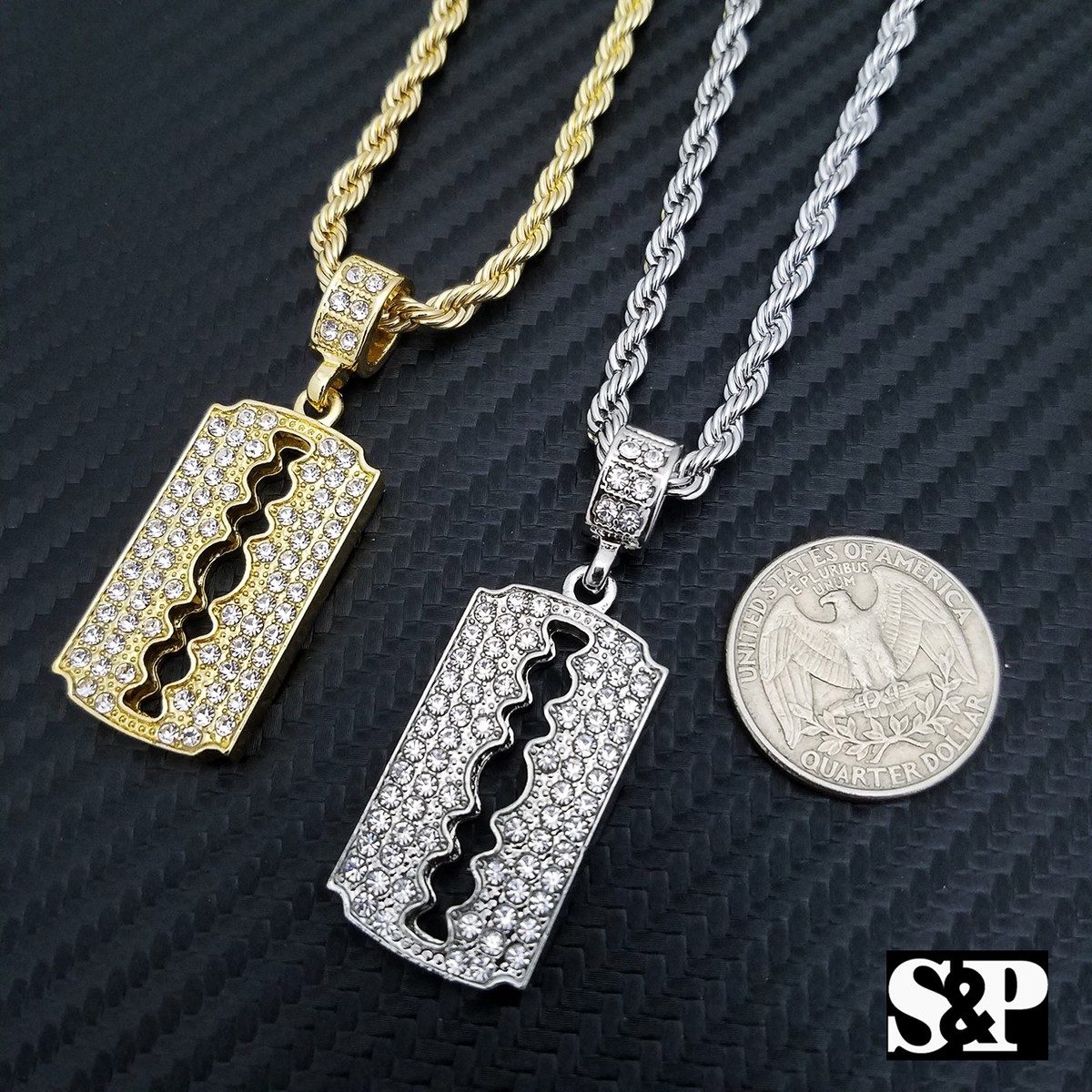 日本未入荷☆KING ICE☆Straight RZR Barber Shop Necklace Straight RZR Barber Shop Necklace | Barber Shop Jewelry