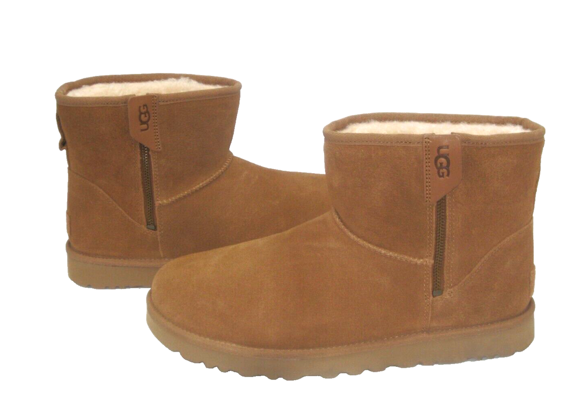 UGG CLASSIC MINI BAILEY ZIP WOMEN BOOTS SUEDE CHESTNUT US 11 /UK 9
