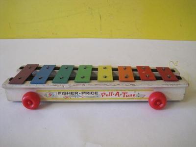 WOW Vintage 1964 Fisher Price Pull A Tune Rolling Xylophone Music Toy No Mallet