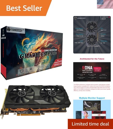 Powerful 8GB GDDR6 Radeon RX 5700 XT Graphics Card, PCIe 4.0 - DirectX 12 Ready