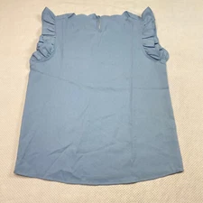 SHEIN Blue Ruffle Top Sz S Sleeveless Keyhole Back Feminine Blouse Coquette Core