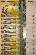 10 x Uganda 50,000 Shillings Banknotes - HALF MILLION UGX - 2024 UNC BANKNOTES
