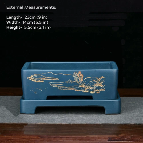 Large Rectangular Bonsai Pot W Tray High-grade Classic Chinese Purple Sand Pots - Picture 13 of 13