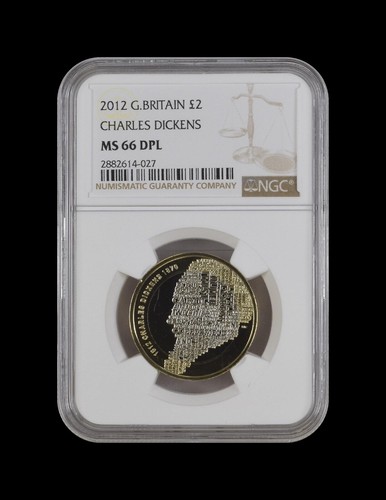 GREAT BRITAIN. 2012, 2 Pounds - NGC MS66 - Top Pop 🥇 Charles Dickens - Picture 2 of 5