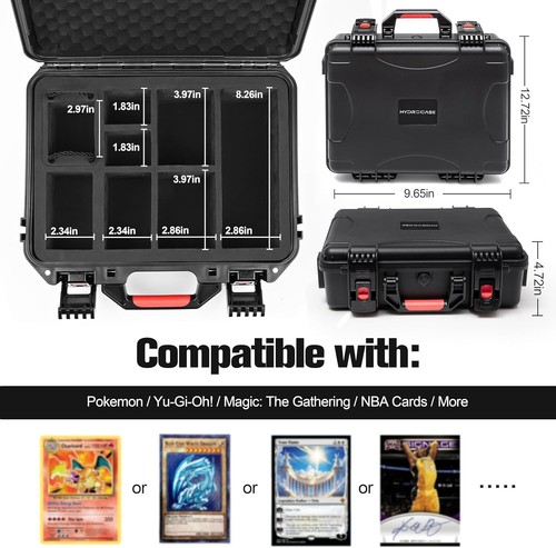 Graded Card Case Storage Box, Trading Card Waterproof Hard Case w 9 Dividers Top - Picture 3 of 10