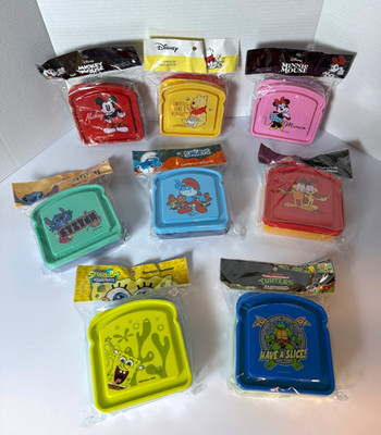 Disney Nickelodeon Cartoon Sandwich Containers Lunch Box Factory Sealed 2025 NEW