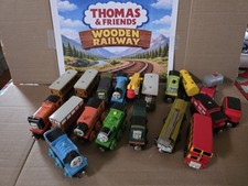 Thomas Wooden Railway Lot of 19 Engines  Cars Some Rare