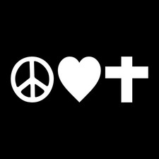 Peace Love Faith Christian Decal Sticker White Die Cut Vinyl