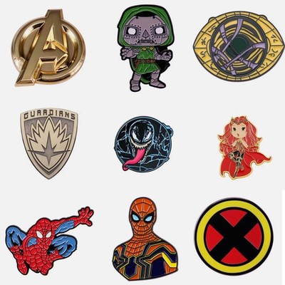 Marvel Avengers & X Men Superhero And Villain Comic Characters Enamel Pin Badges