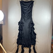 1051 | NWT Lioness Rendezvous Strapless Ruched Ruffle Maxi Dress Black Women S
