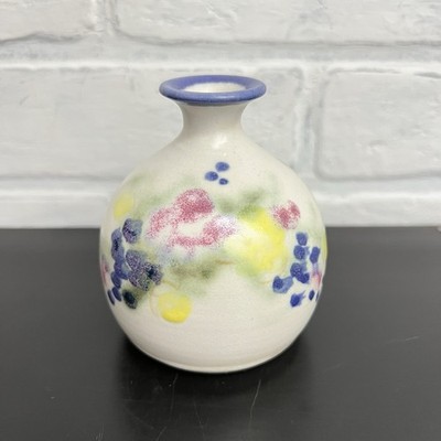Vintage Clouds Folsom Studio Pottery Bud Vase Signed 1995 Floral Art 3.75 