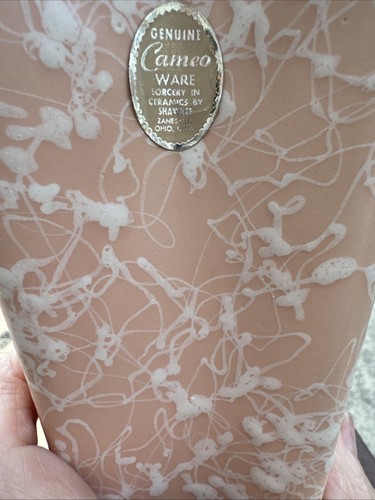 VTG MCM Shawnee Cameo Ware Vase Pink Salmon Spatter Paint Atomic Design USA - Picture 4 of 5